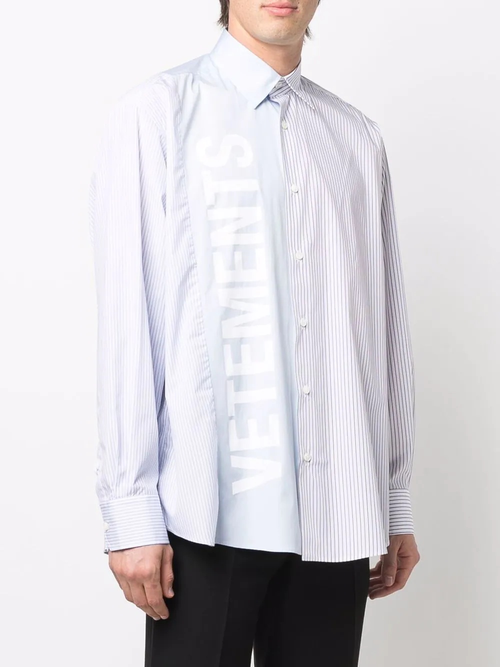 logo-print striped shirt - 4