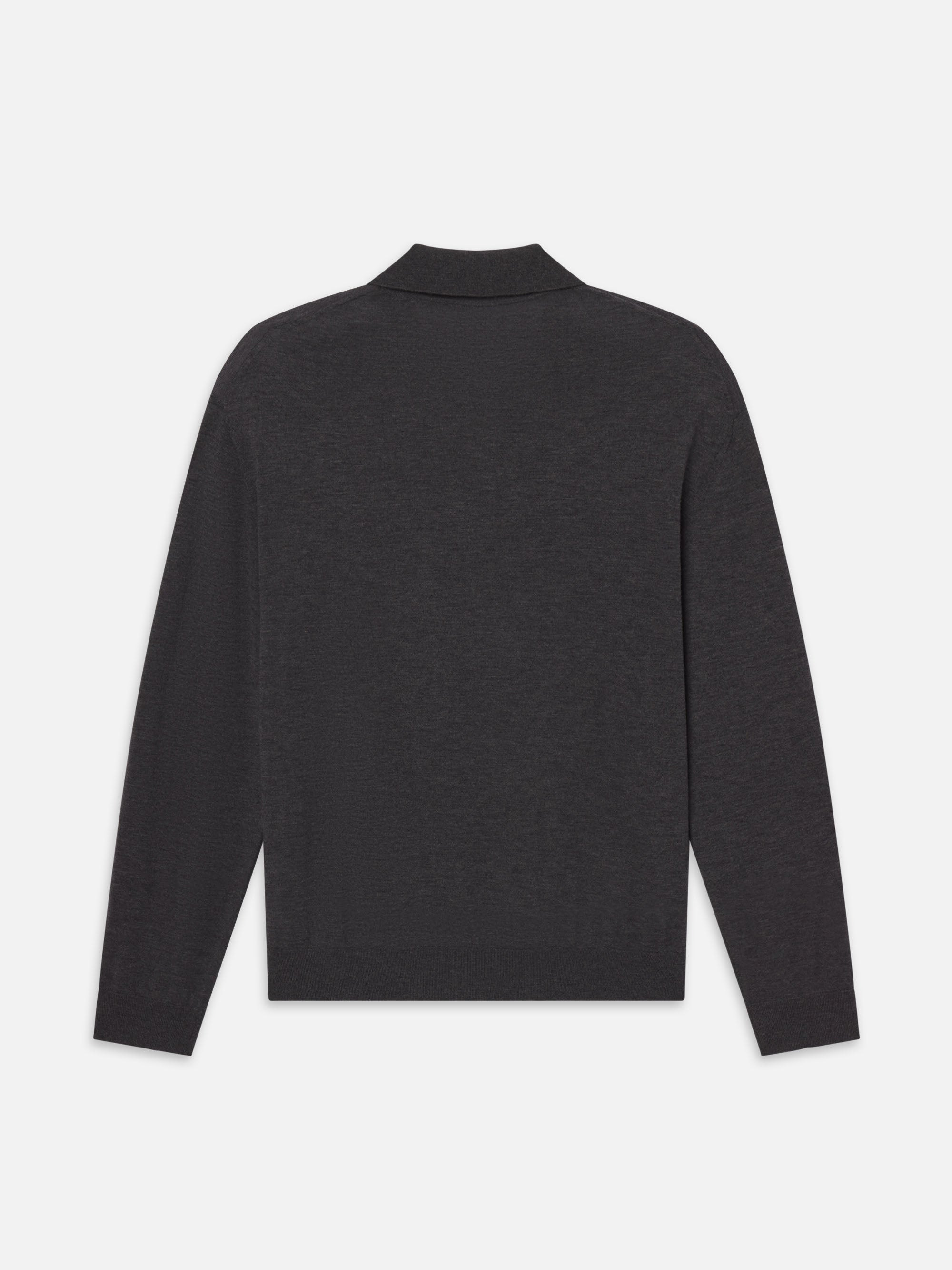 Superfine Polo Sweater in Grey Melange - 3