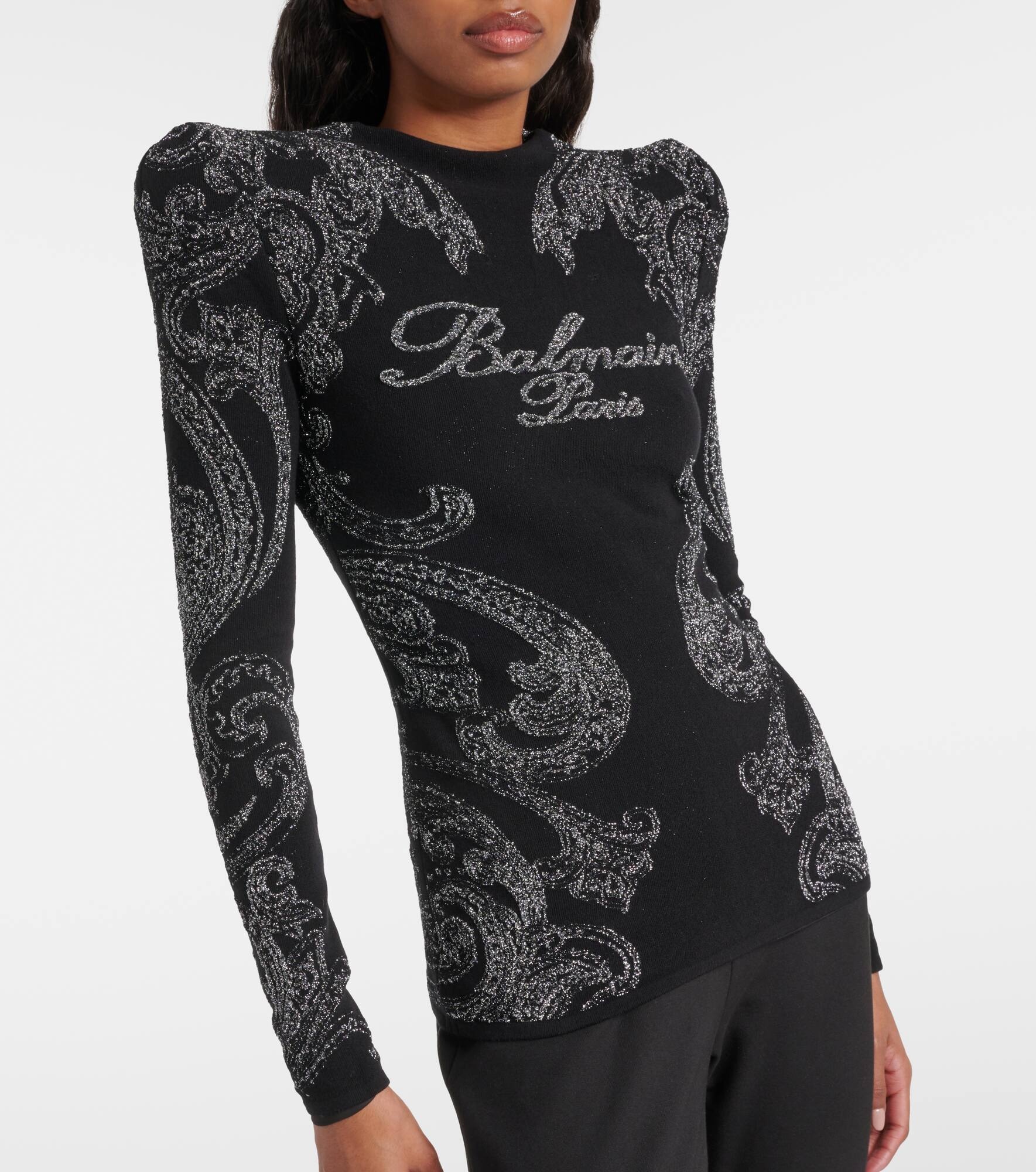 Logo paisley cotton-blend jersey top - 5