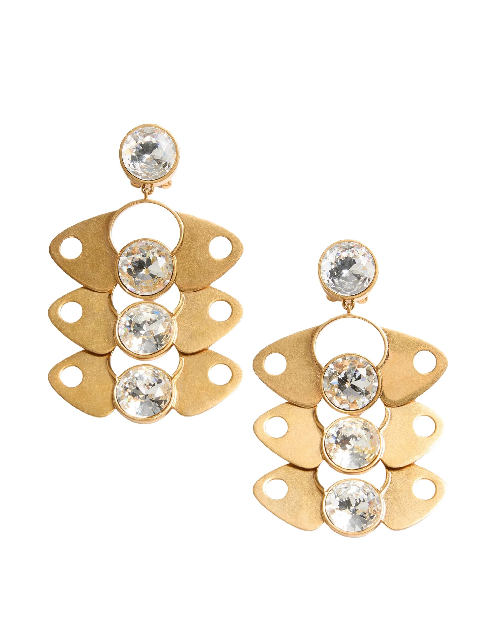 Women's Pages Earrings in Metal and Crystal - Gold Crystal - 1