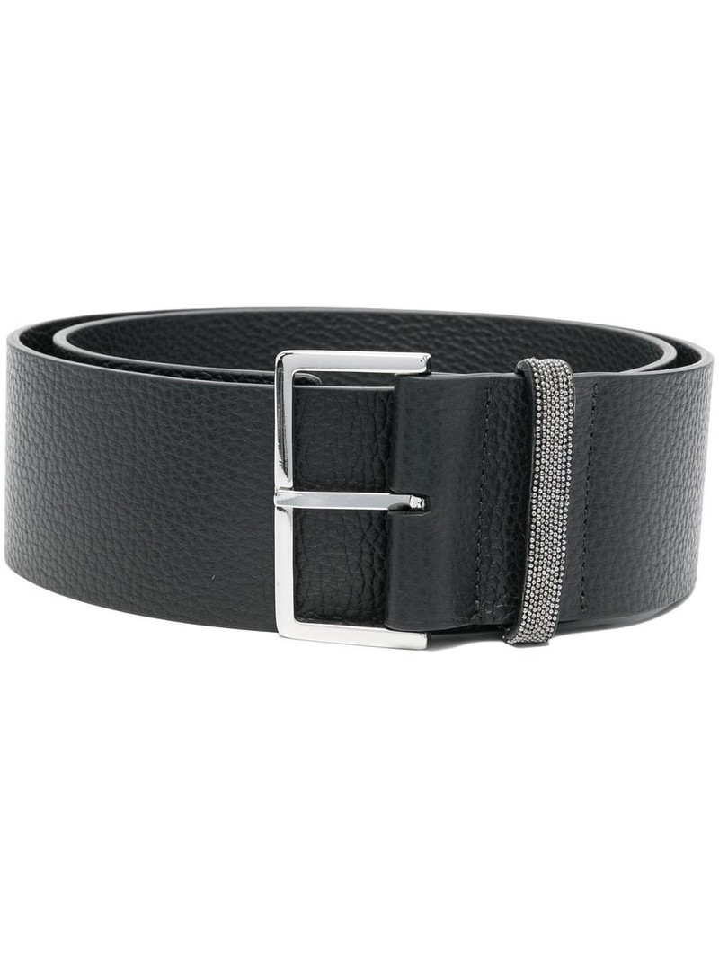grained-leather wide belt 1