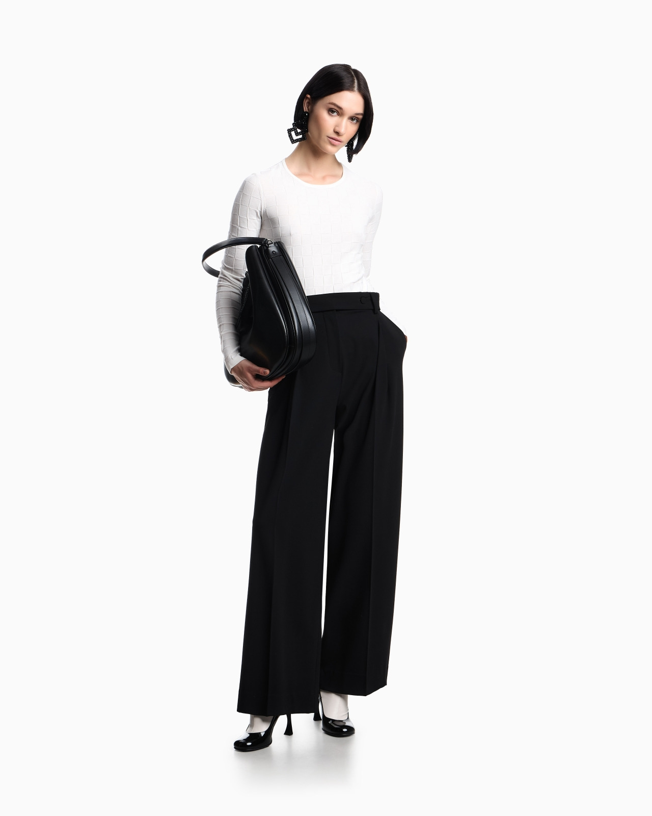 CHECK-EFFECT KNIT FRONT AND BACK VISCOSE JUMPER - 2