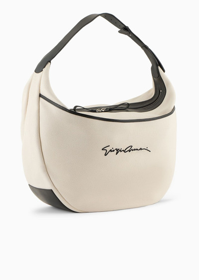 GIORGIO ARMANI Canvas oversized crescent-shaped shoulder bag outlook