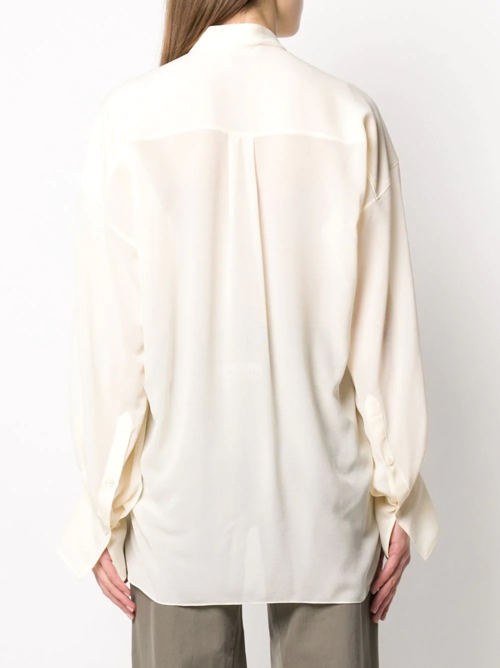 pleated bib long-sleeved shirt - 4