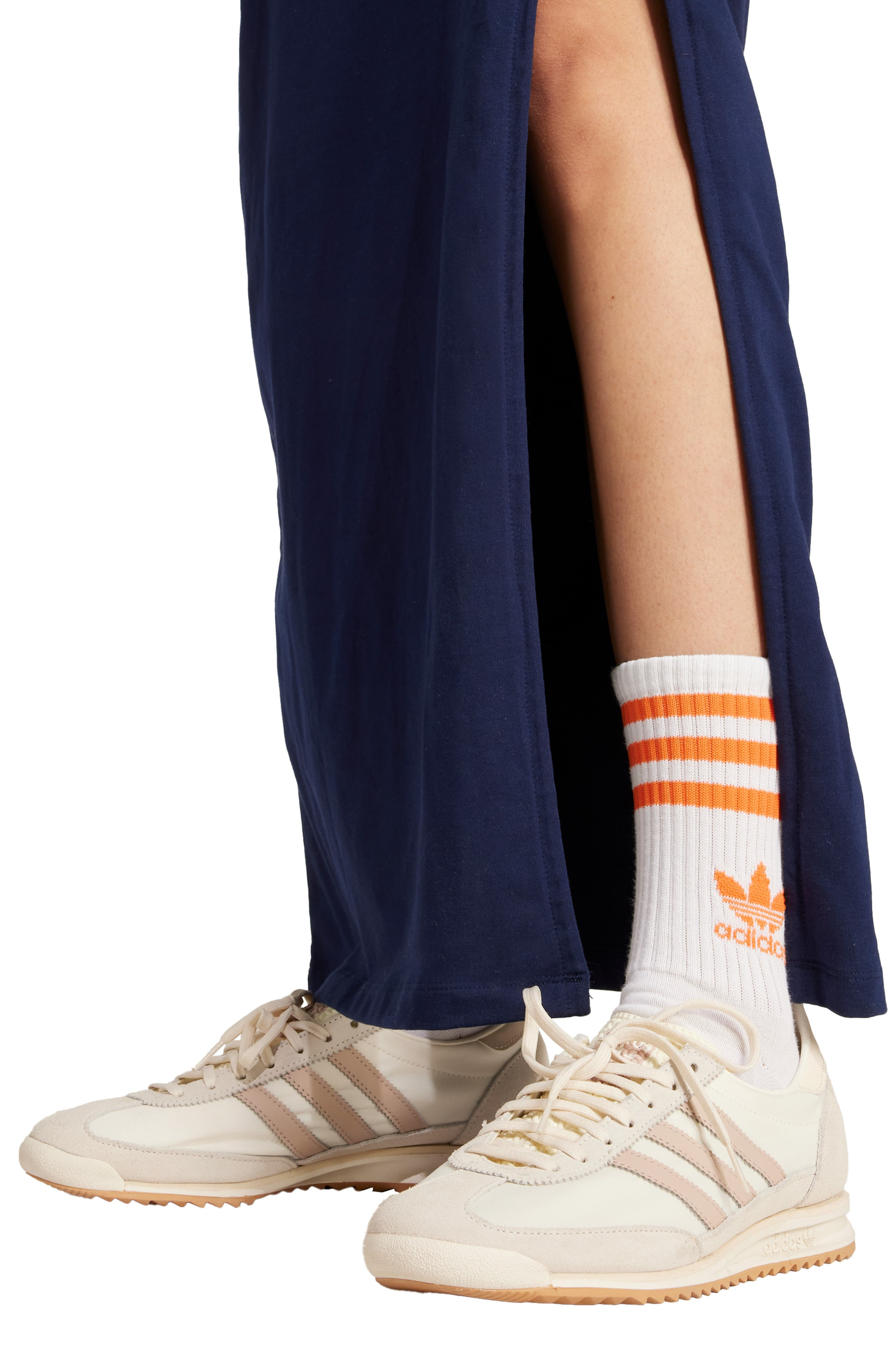 adidas Adicolor Classics 3-Stripes Maxi Dress in Night Indigo/Crew Orange at Nordstrom - 3