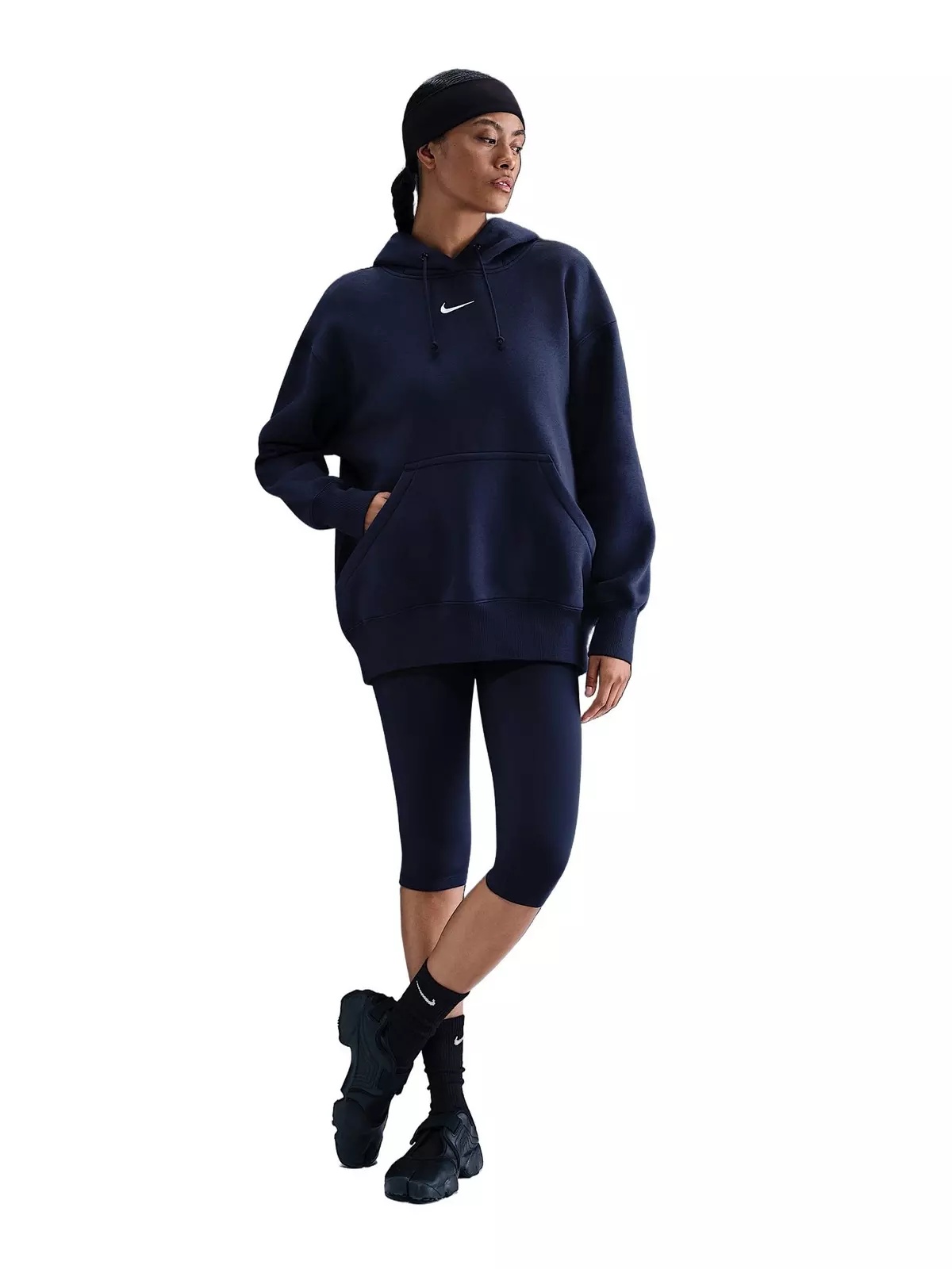 Women's Sportswear Phoenix Fleece Oversized Pullover Hoodie -Navy - 4