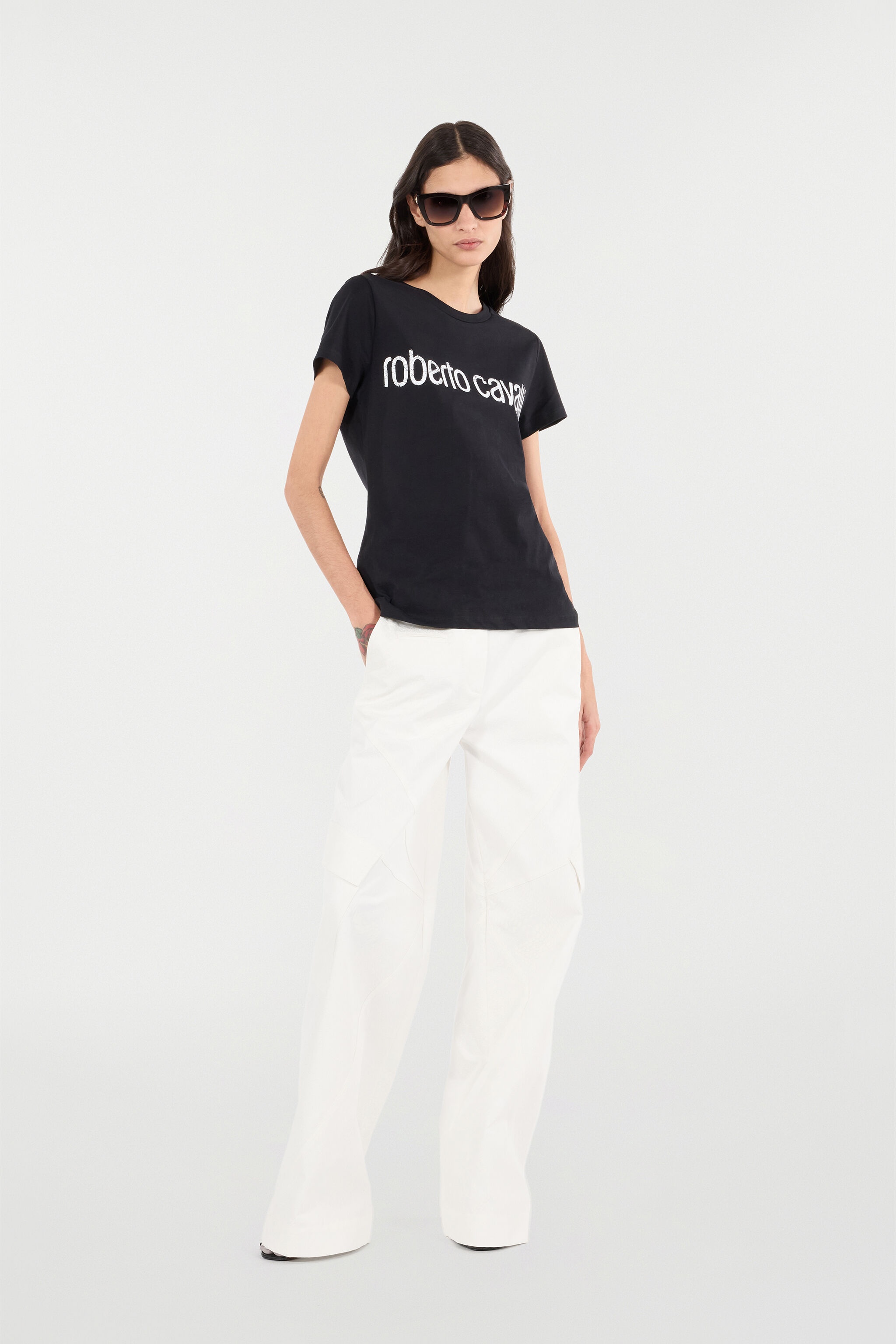 Stretch Cotton Pants With Python Print - 2