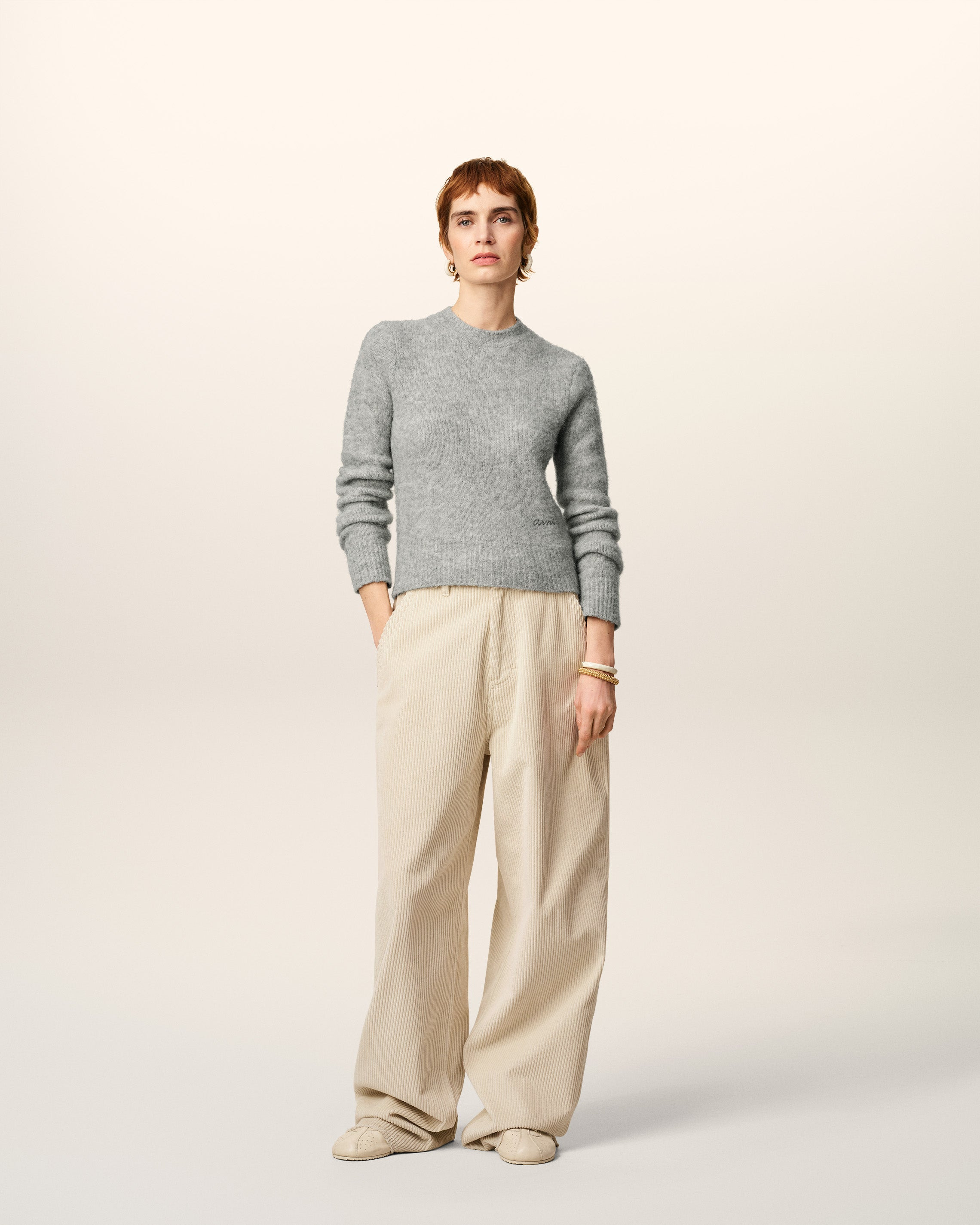 WHITE COTTON LARGE FIT TROUSERS - 2