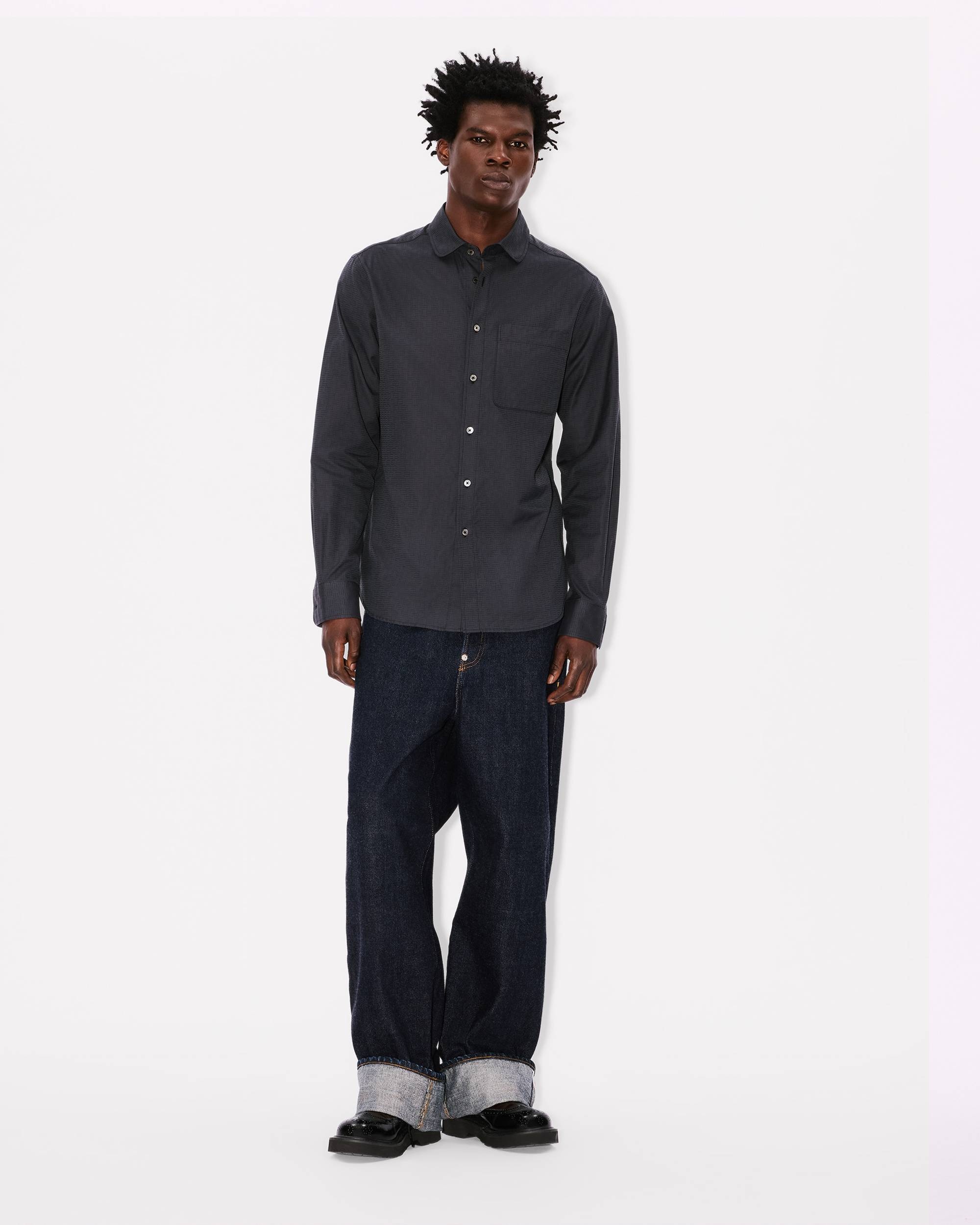 'KENZO Weave' slim shirt in cotton jacquard - 5