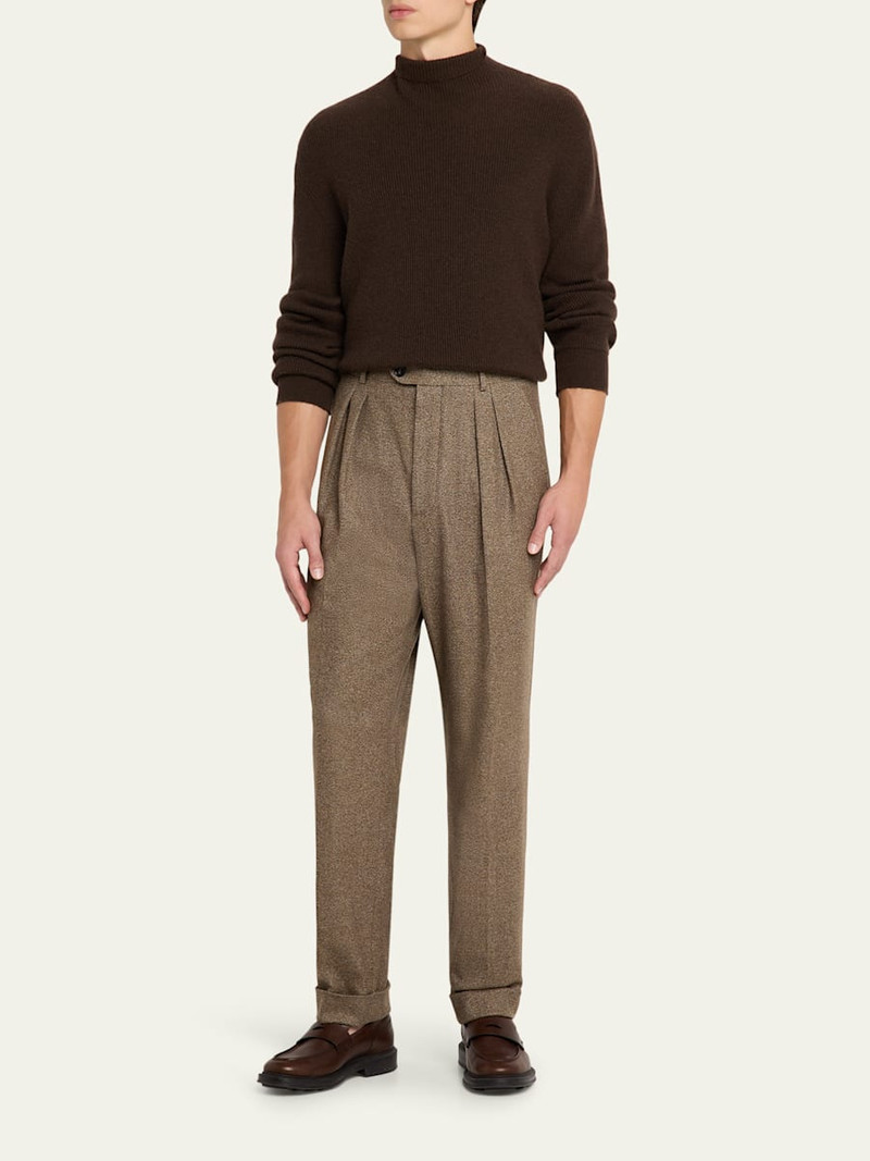 Loro Piana Men's Stafford Wool and Cashmere Pleated Trousers outlook