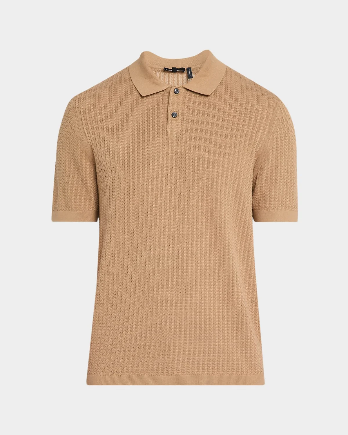 Men's Cotton Cable Knit Polo Shirt - 1
