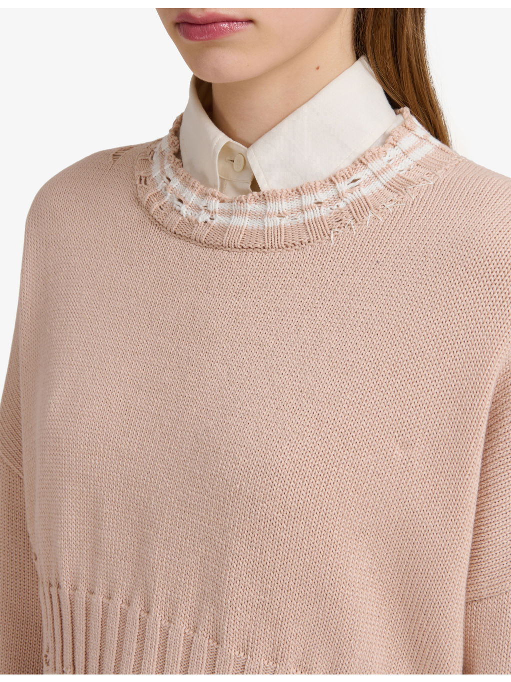 Distressed Cropped Cotton-Knit Jumper - 5