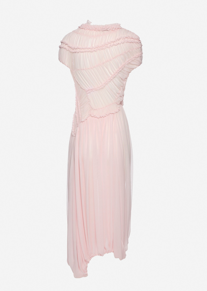 Ruched muslin midi dress in pink 2