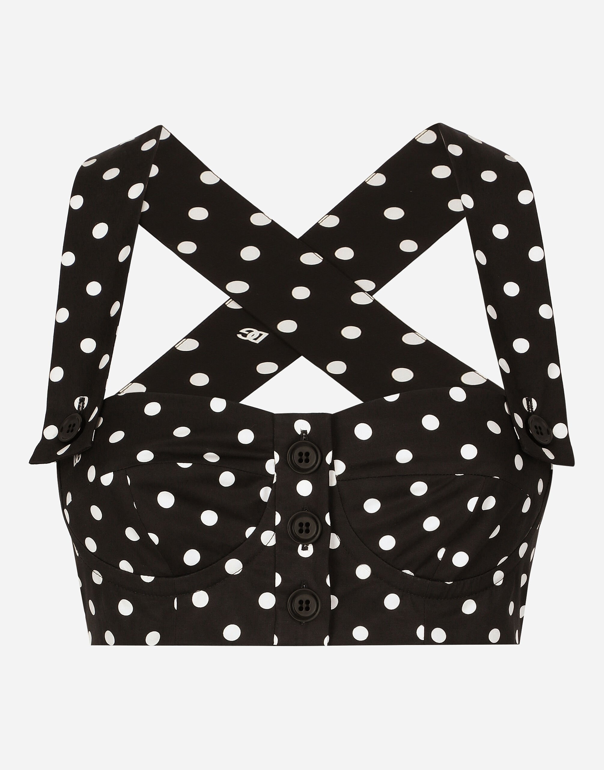 Dolce & Gabbana Cotton corset top with polka-dot print | REVERSIBLE