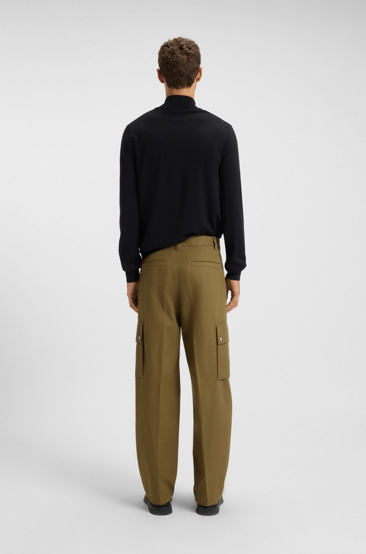 SLIM-FIT CARGO TROUSERS IN MERCERIZED COTTON - 4