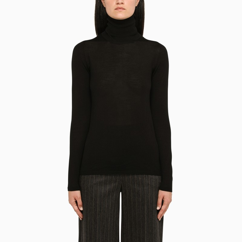 Black wool turtleneck sweater - 1