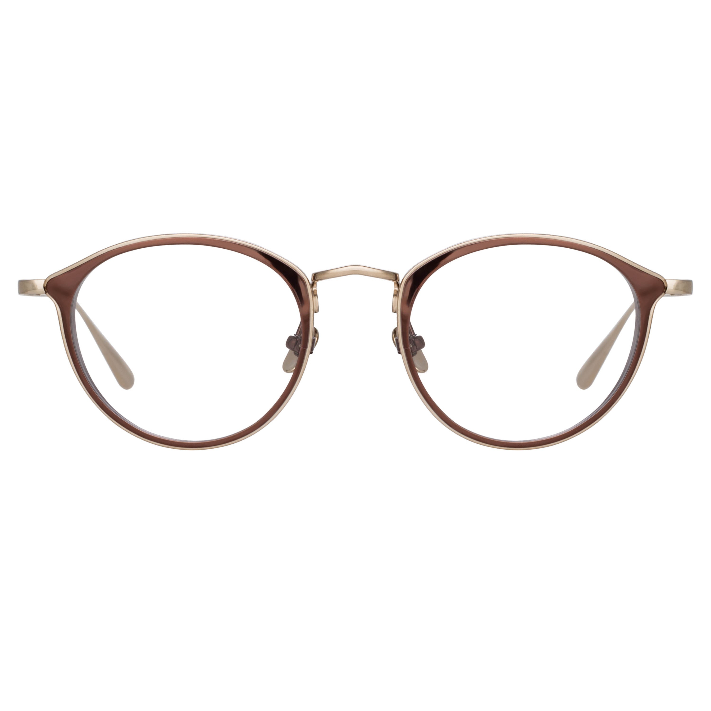 LUIS OVAL OPTICAL FRAME IN LIGHT GOLD AND BROWN - 1