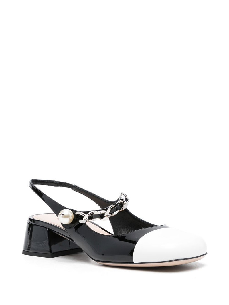 Miu Miu two-tone chain-link pumps outlook