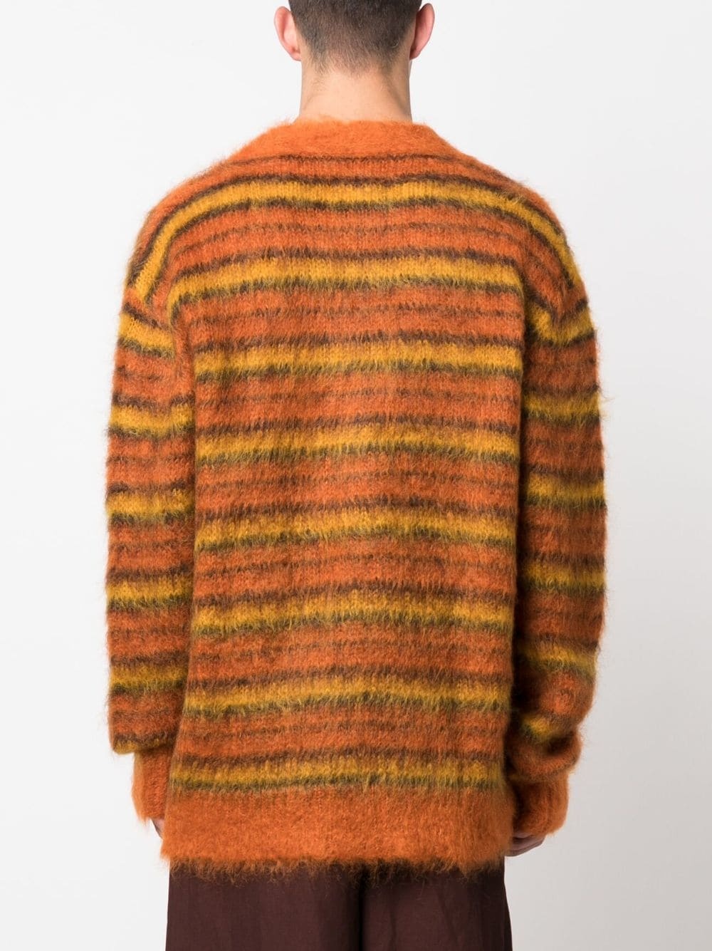striped V-neck cardigan - 4
