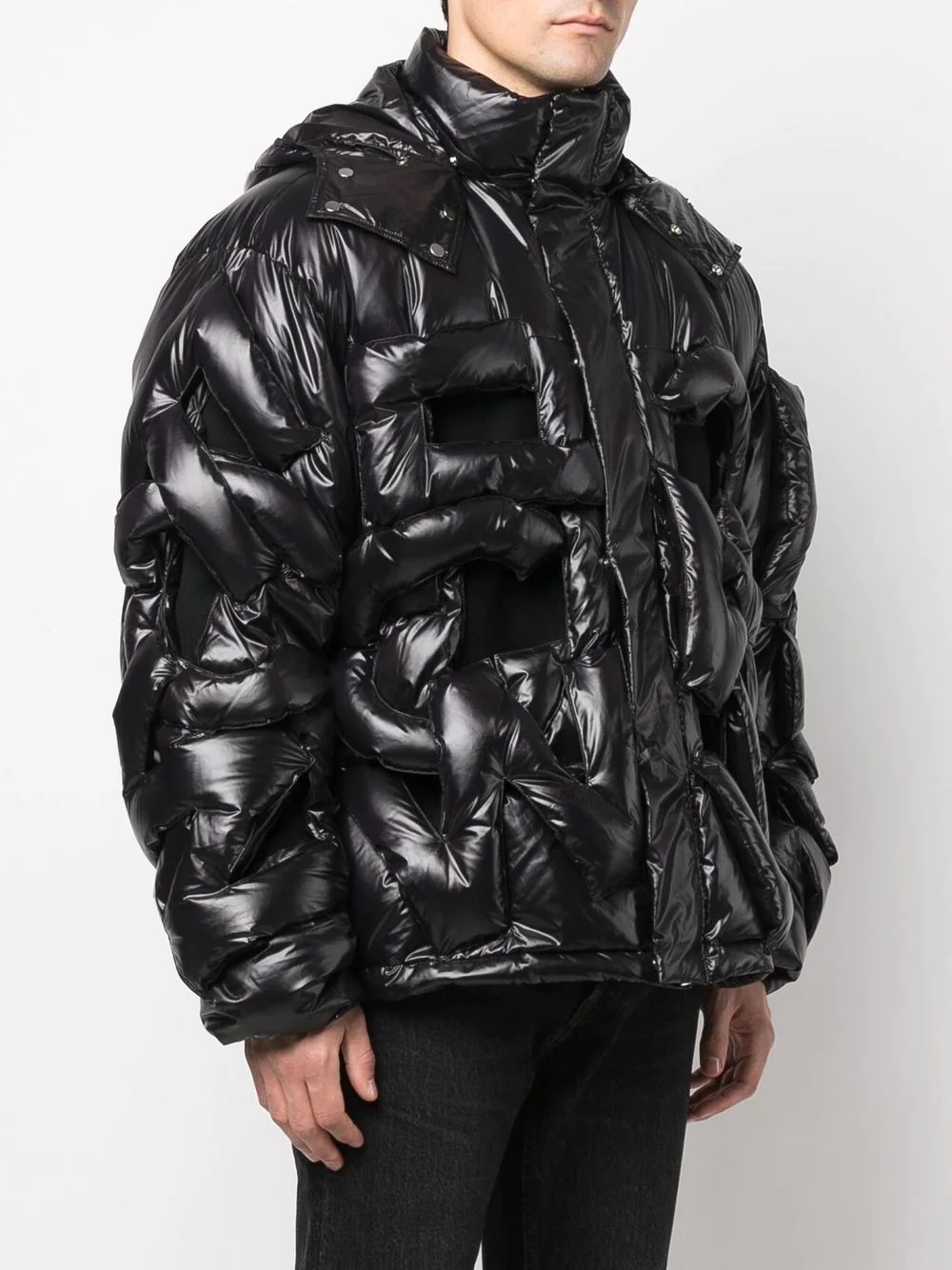 logo-lettering puffer jacket - 4