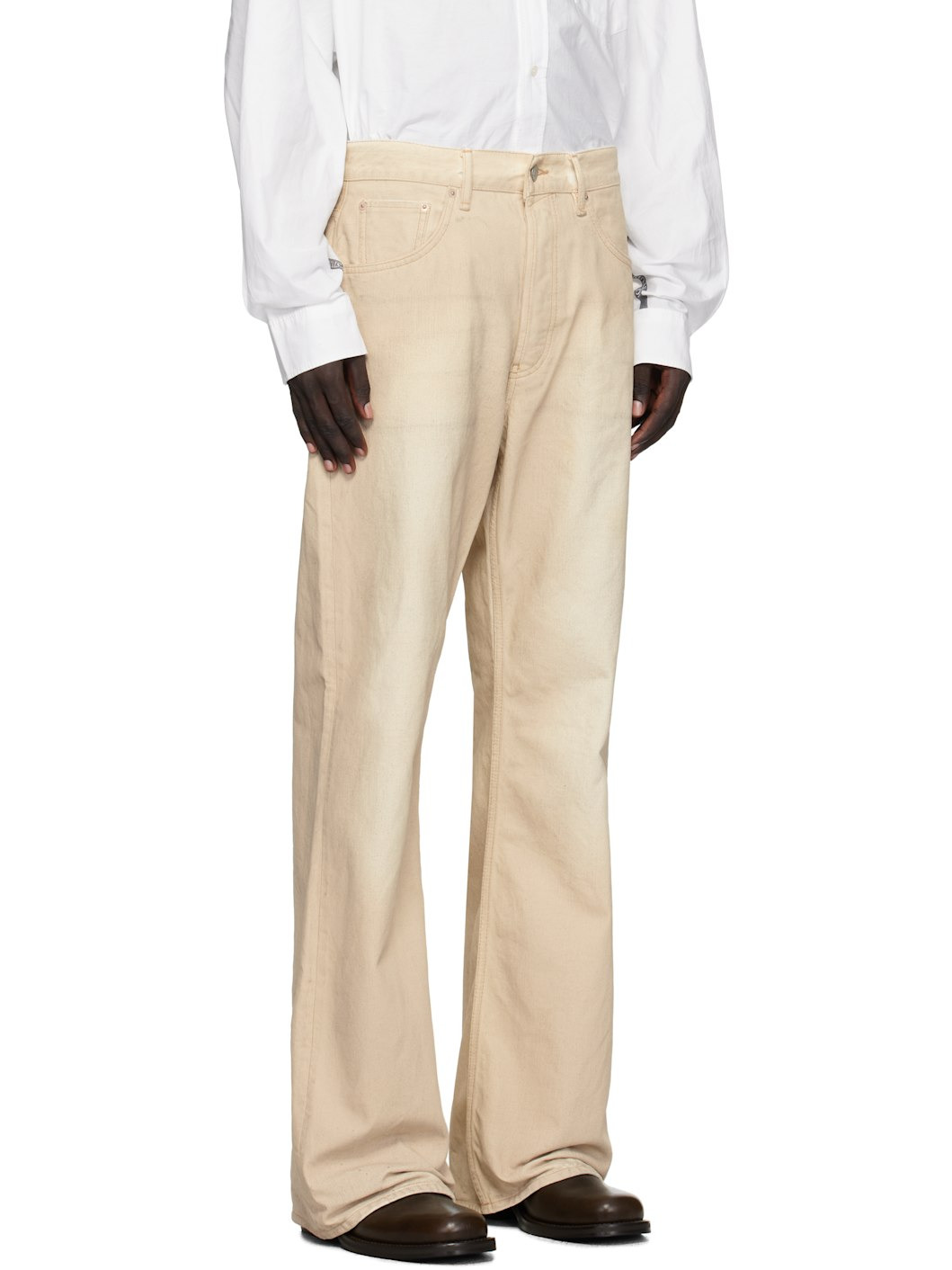 Beige Faded Jeans - 2