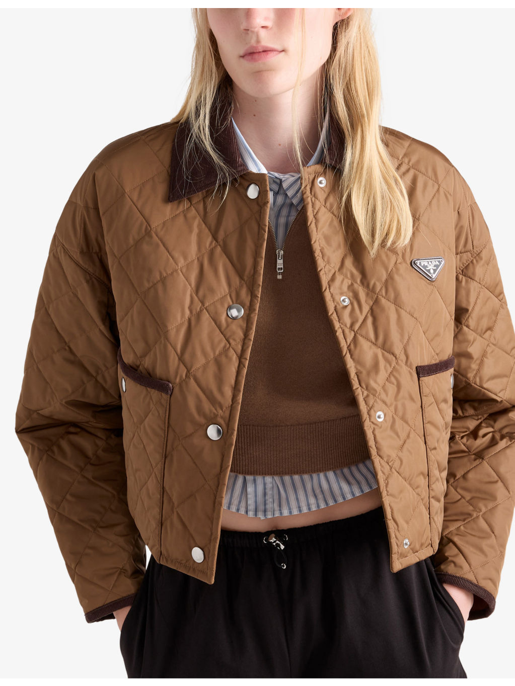 Lightweight Triangle-Logo Cropped Nylon Jacket - 3