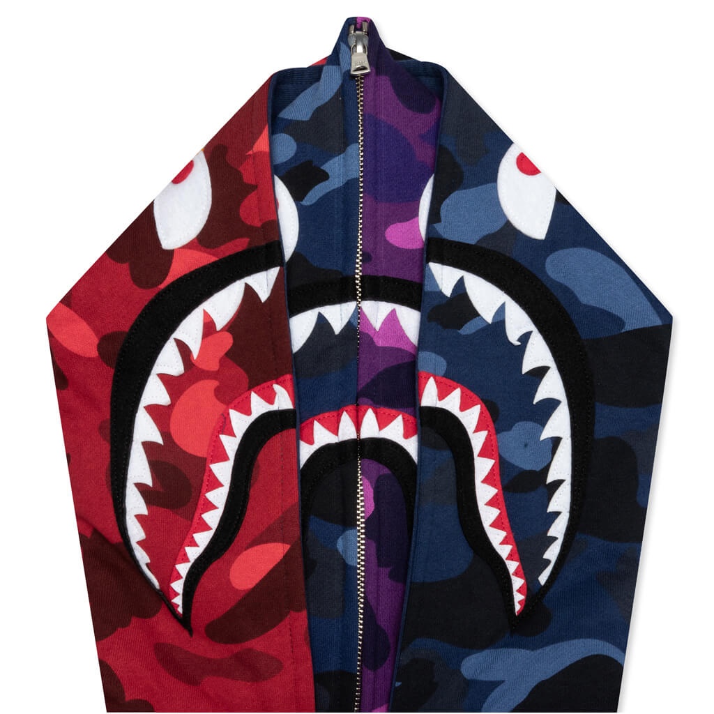 CRAZY SHARK WIDE FIT FULL ZIP DOUBLE HOODIE - MULTI - 3