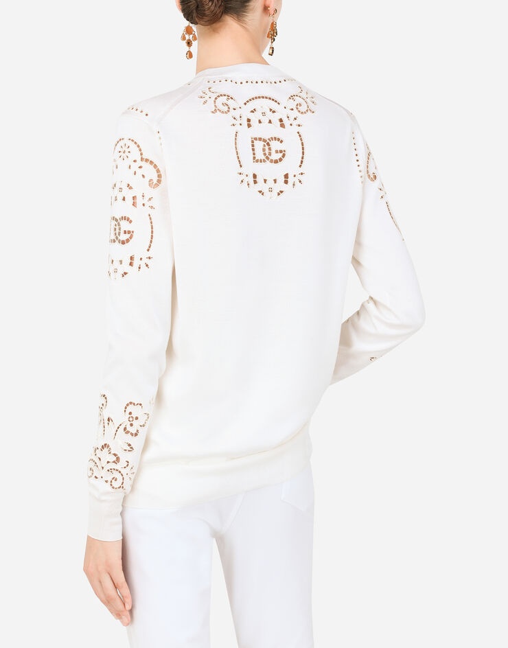 Silk sweater with DG openwork embroidery - 5