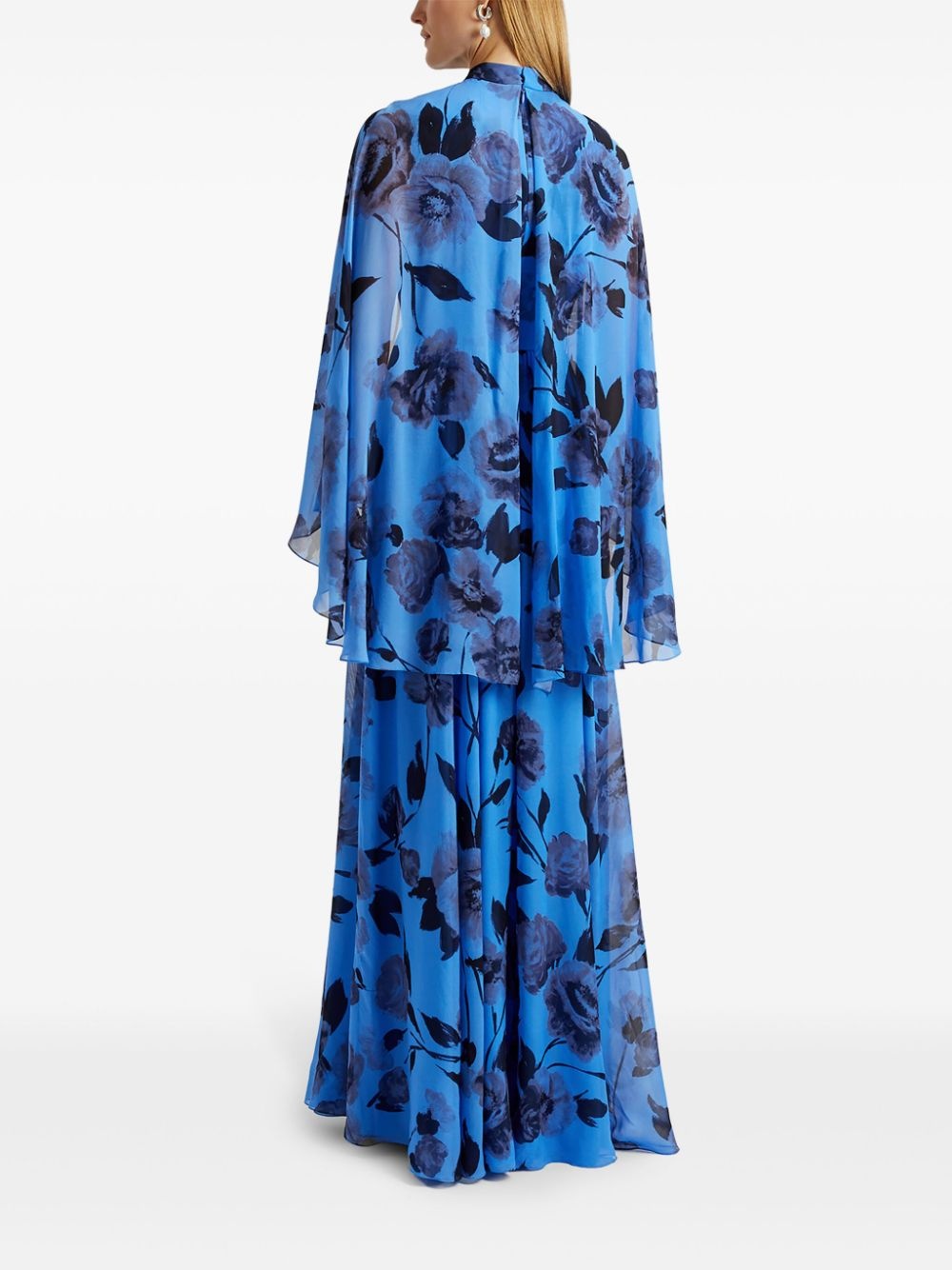 printed long-sleeve gown - 4