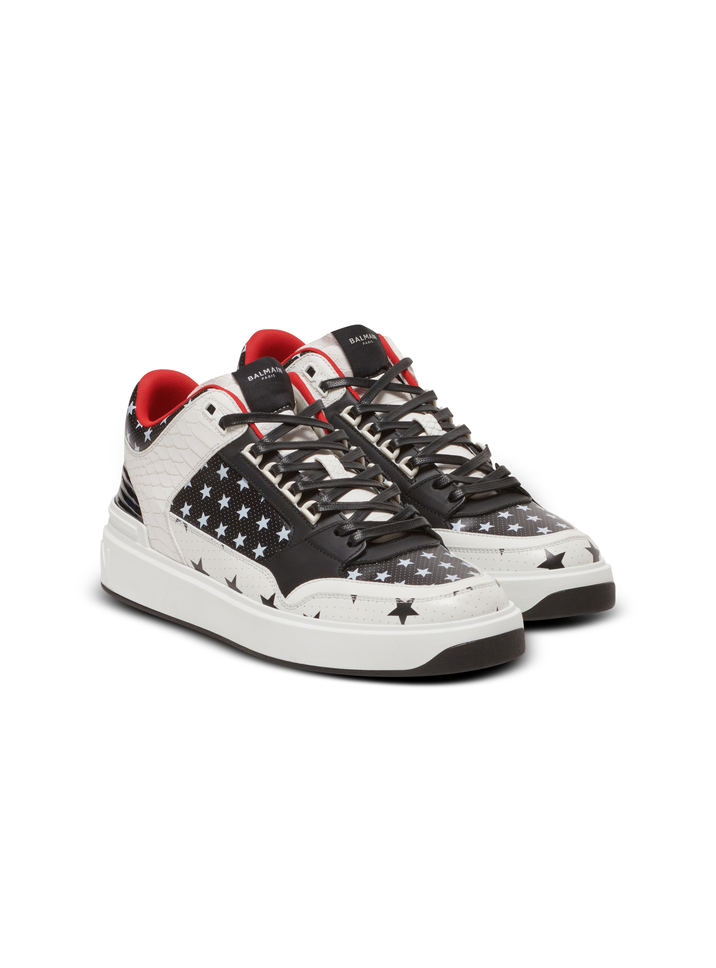 B-Court Mid Top star print leather trainers - 2