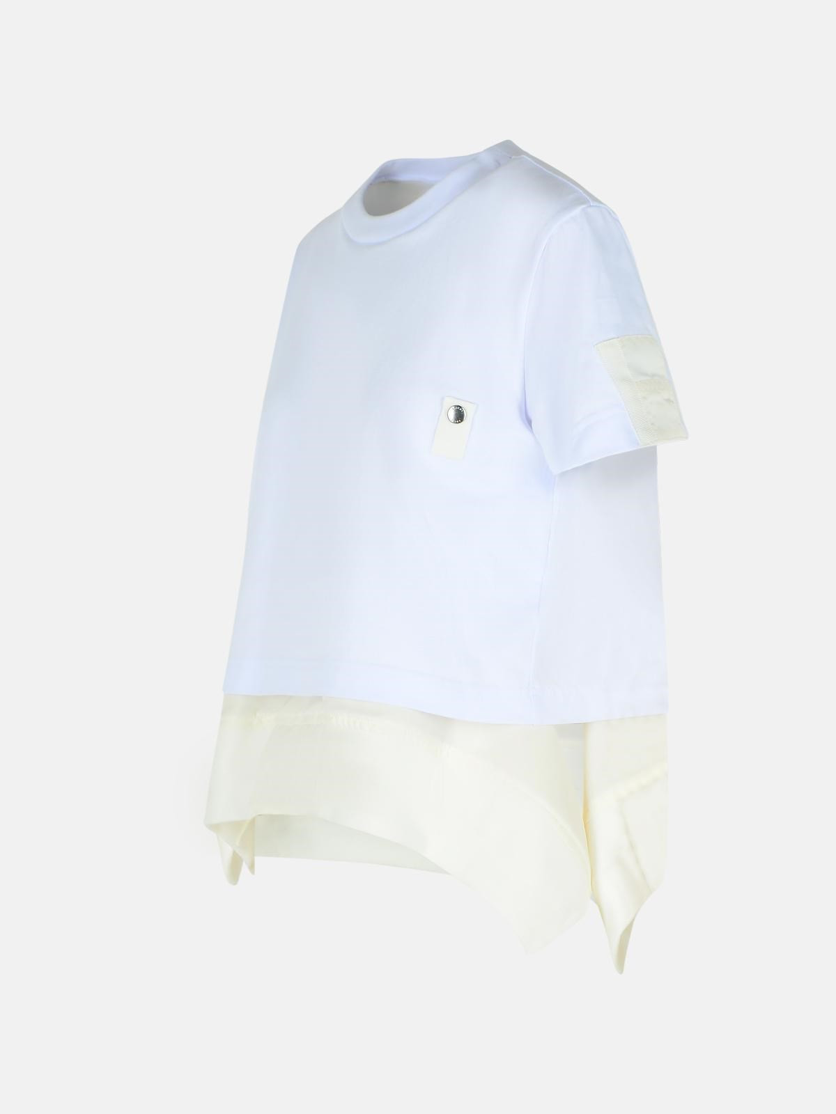 WHITE COTTON BLEND T-SHIRT - 2