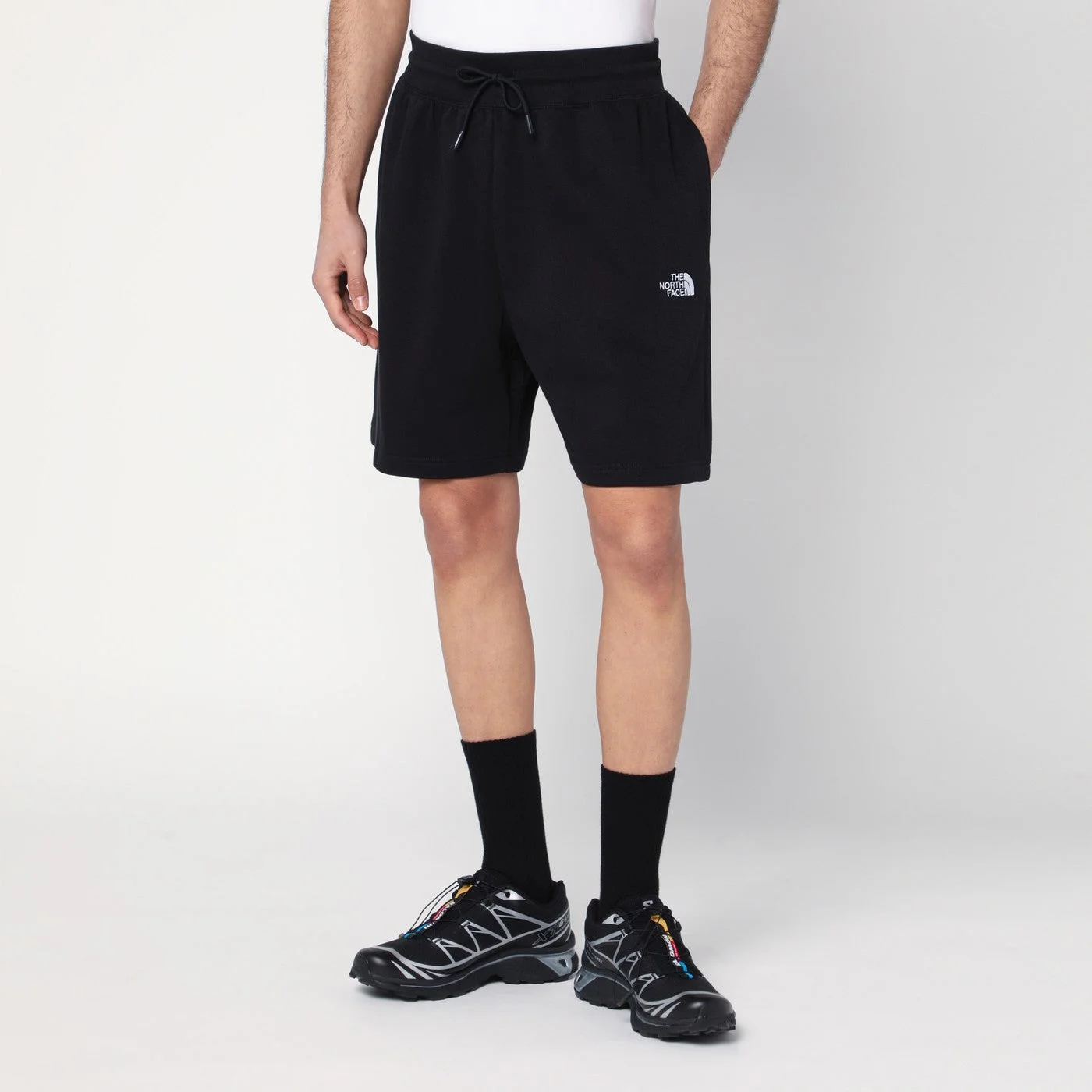 Black cotton-blend shorts with logo - 1