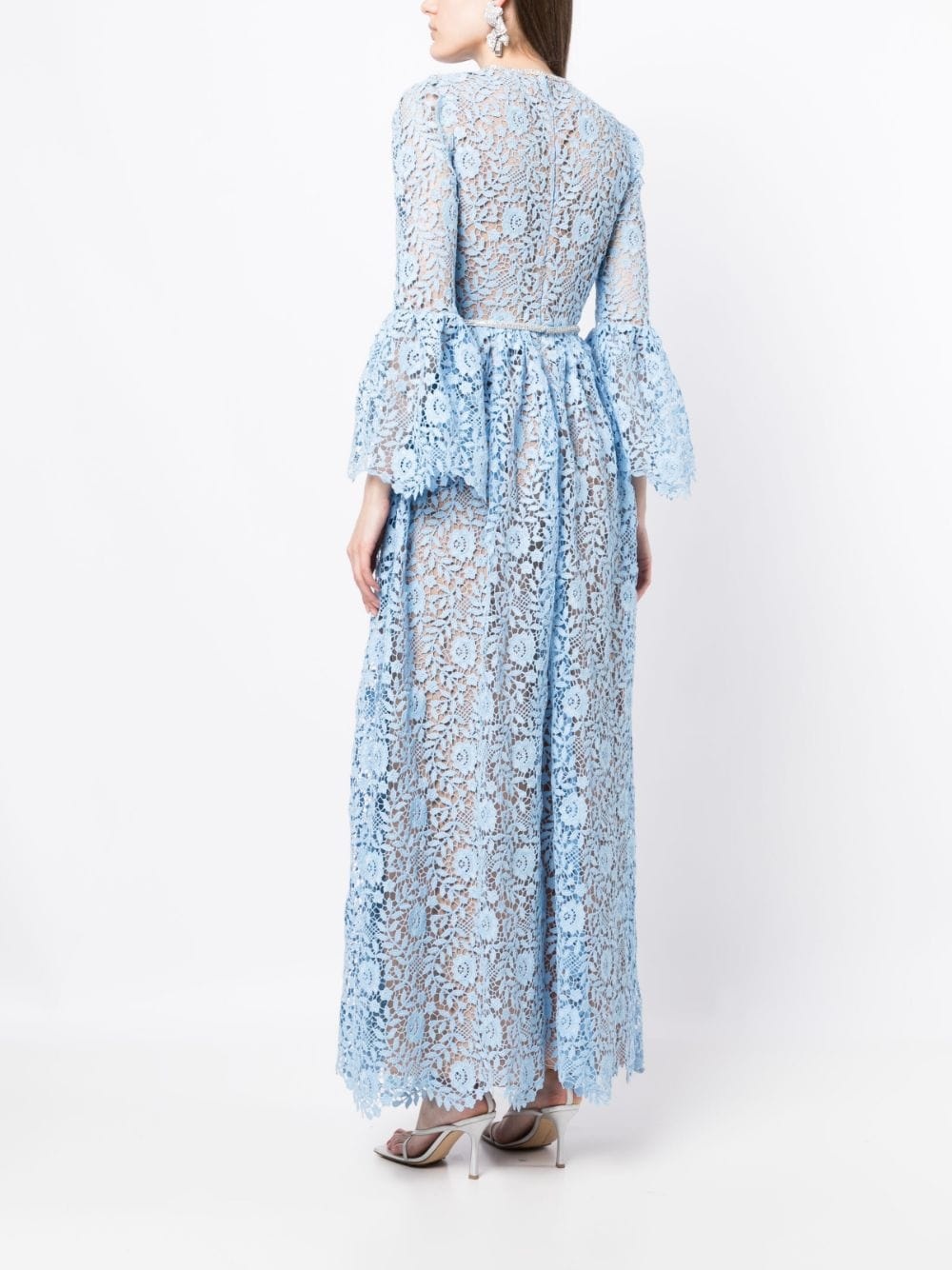 lace-embroidered round-neck dress - 4