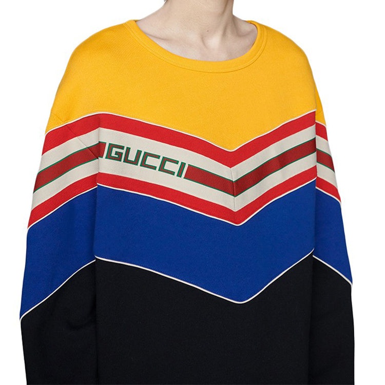 Gucci MENS Cotton Multicolor Striped Pullover Long Sleeve Black 560495-XJATN-1074 - 5