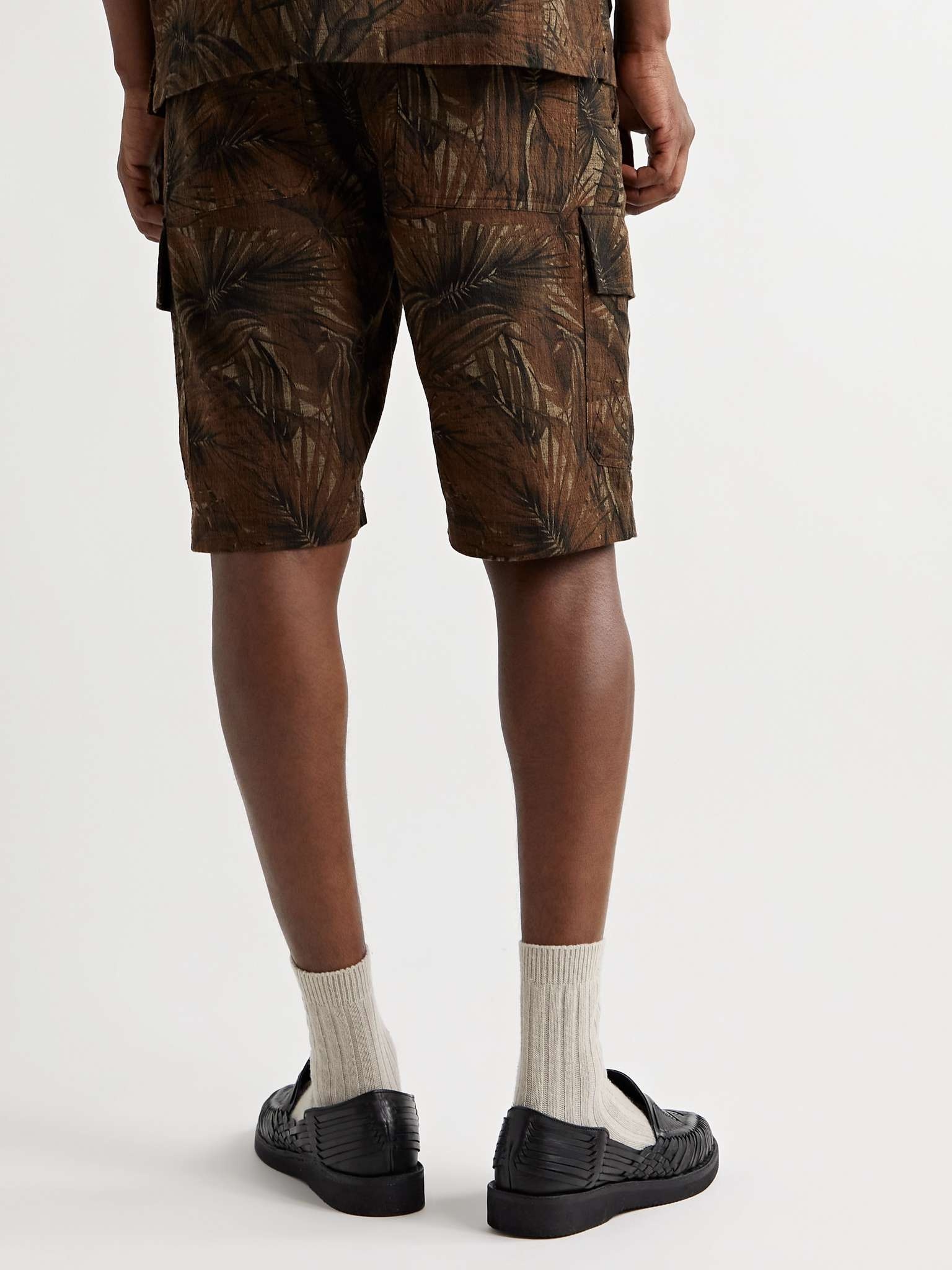 Printed Textured-Cotton Cargo Shorts - 4