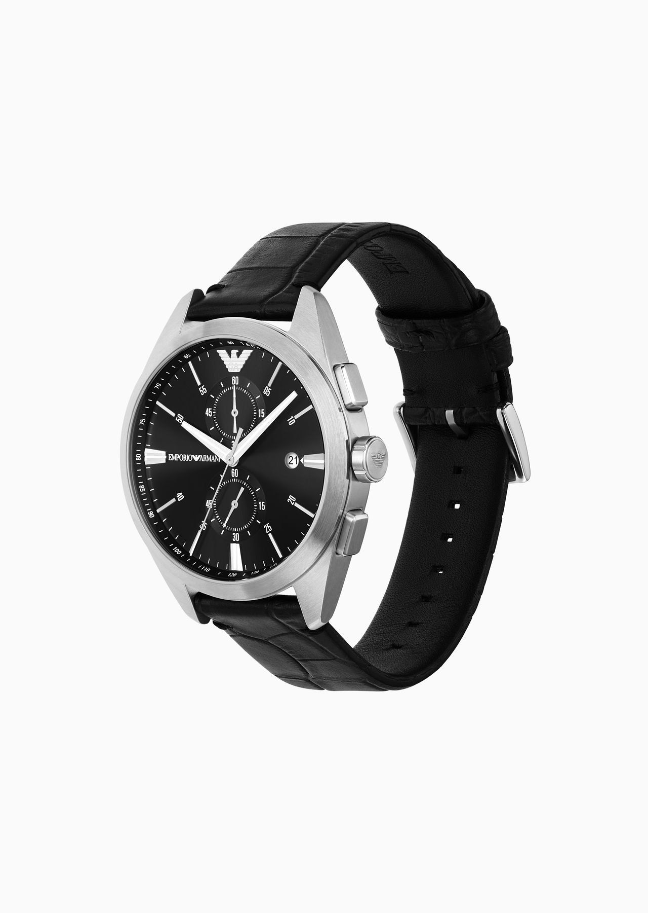 Chronograph black leather watch - 2