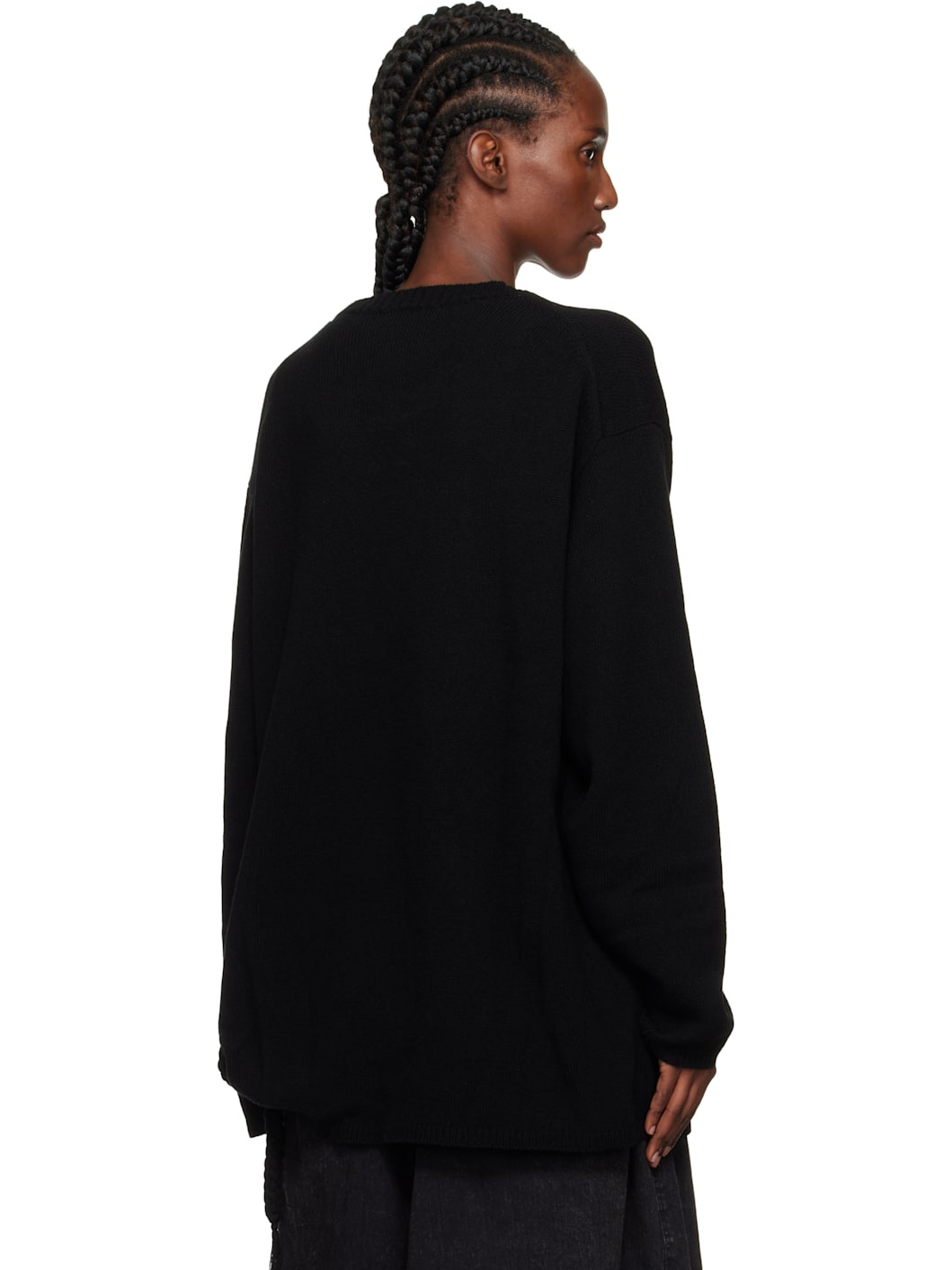 Black String Round Neck Sweater - 3