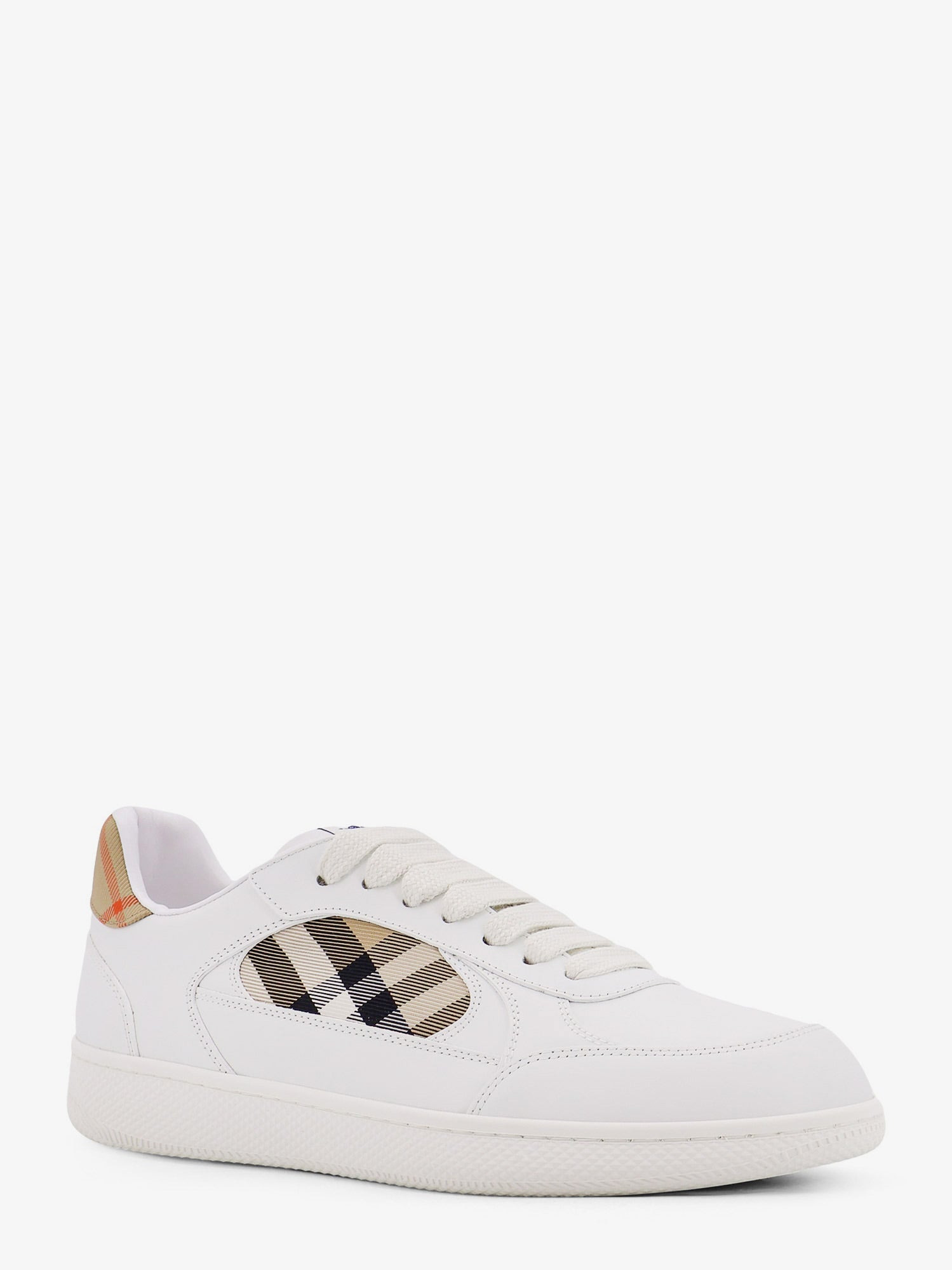 LOW-TOP LEATHER SNEAKERS WITH CHECK INSERTS - 2