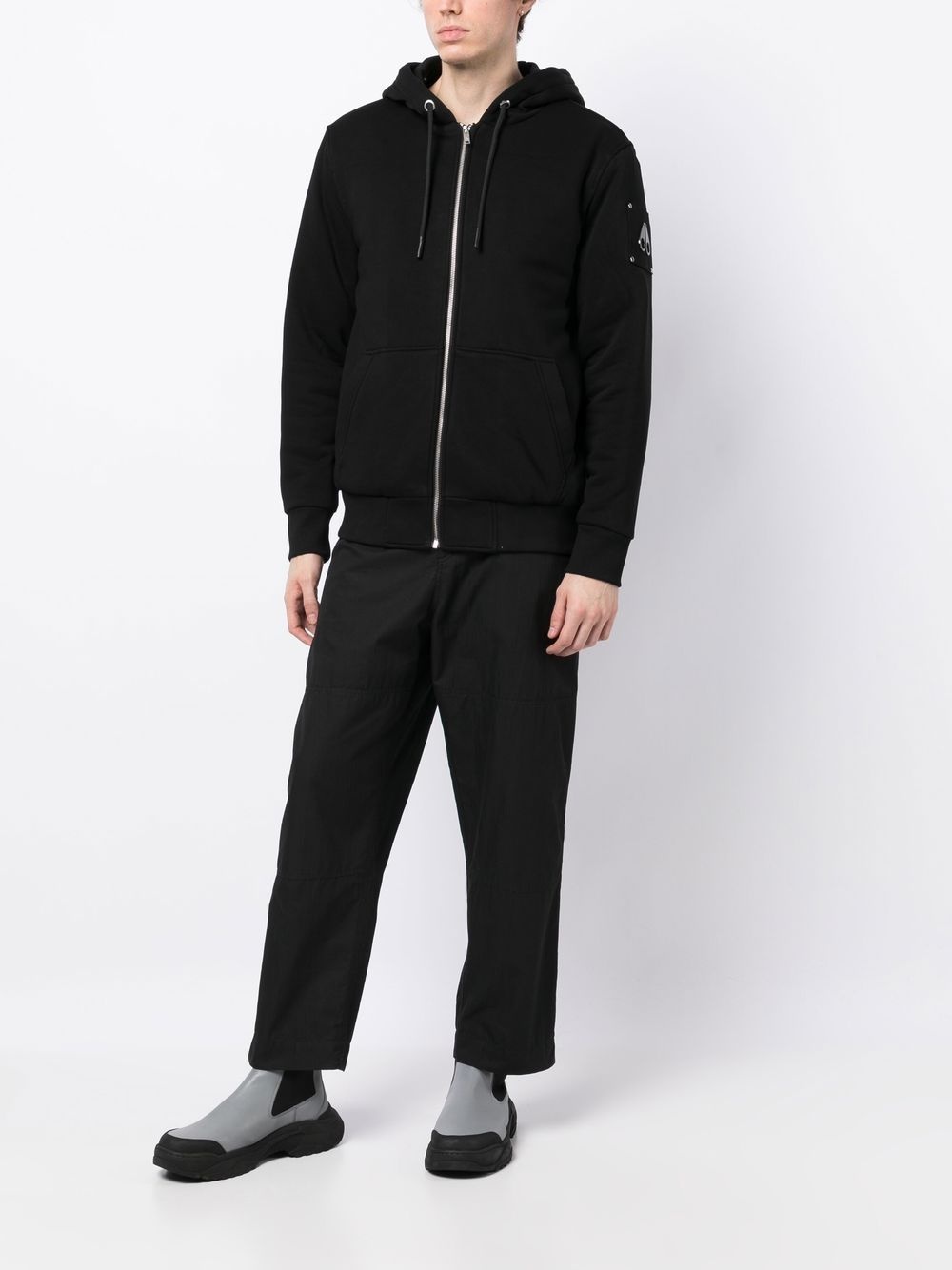 logo-plaque zip-up hooded jacket - 6