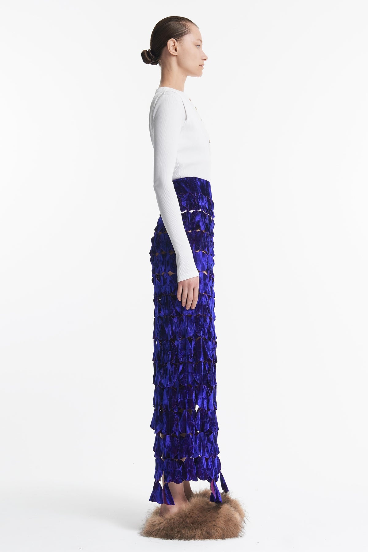 MULTI CIRCLE DOUBLE-LAYERED MAXI SKIRT PURPLE - 3