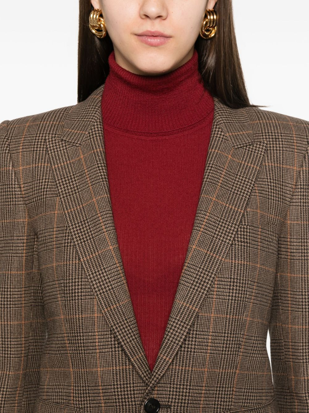 checked single-breasted blazer - 5