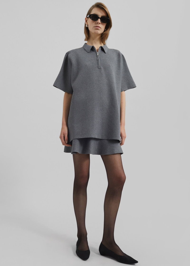 Riya Zip-Up Polo - Grey 3