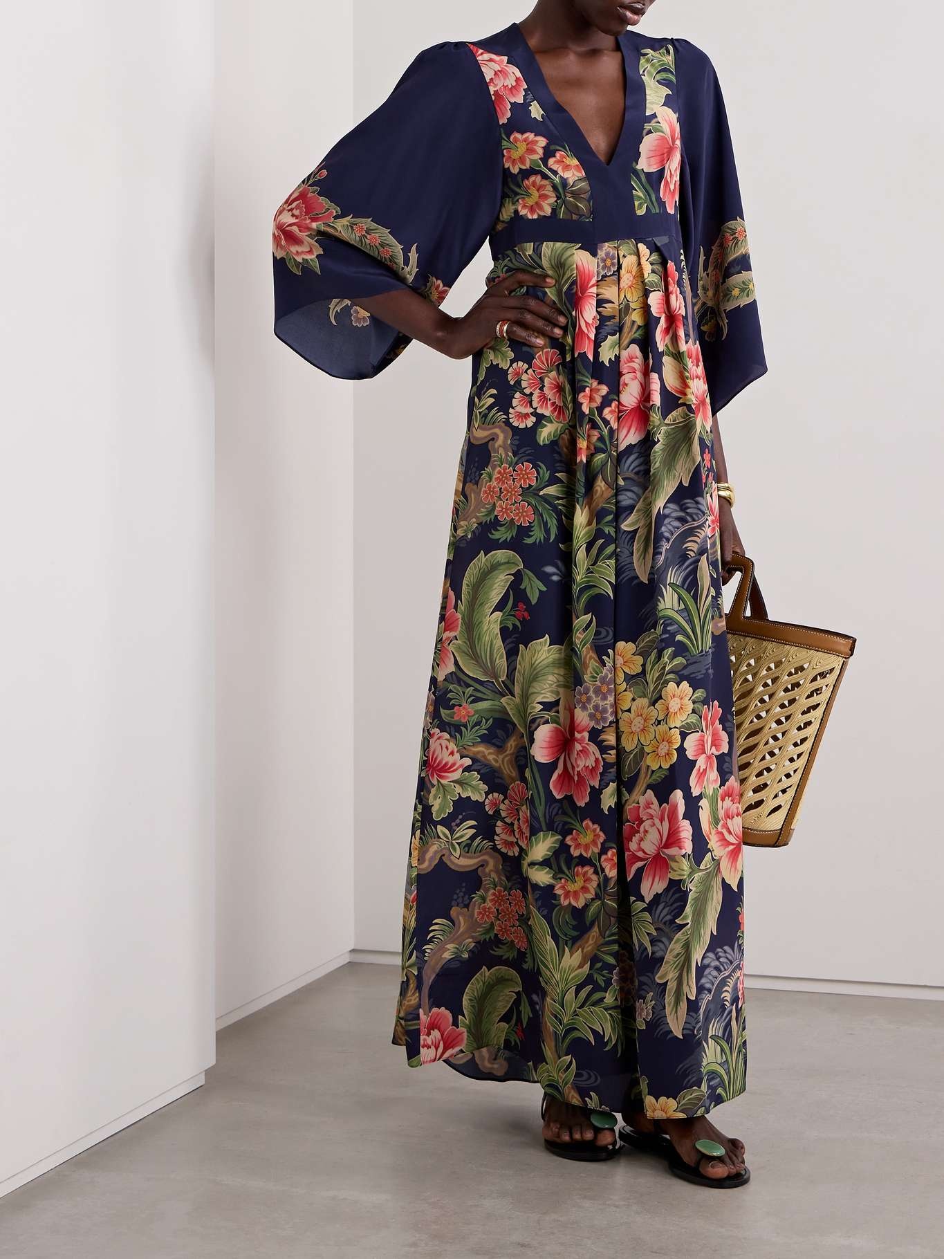 Printed silk-crepe maxi dress - 2