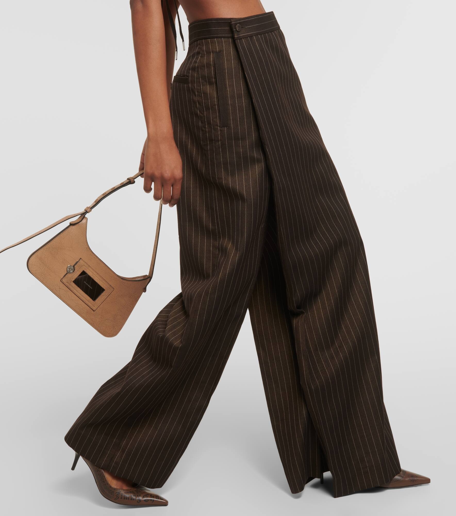 Tattoo pinstripe wool-blend maxi skirt - 6