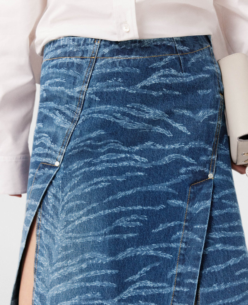 Tiger Pattern Asymmetric High-Rise Midi Skirt 4