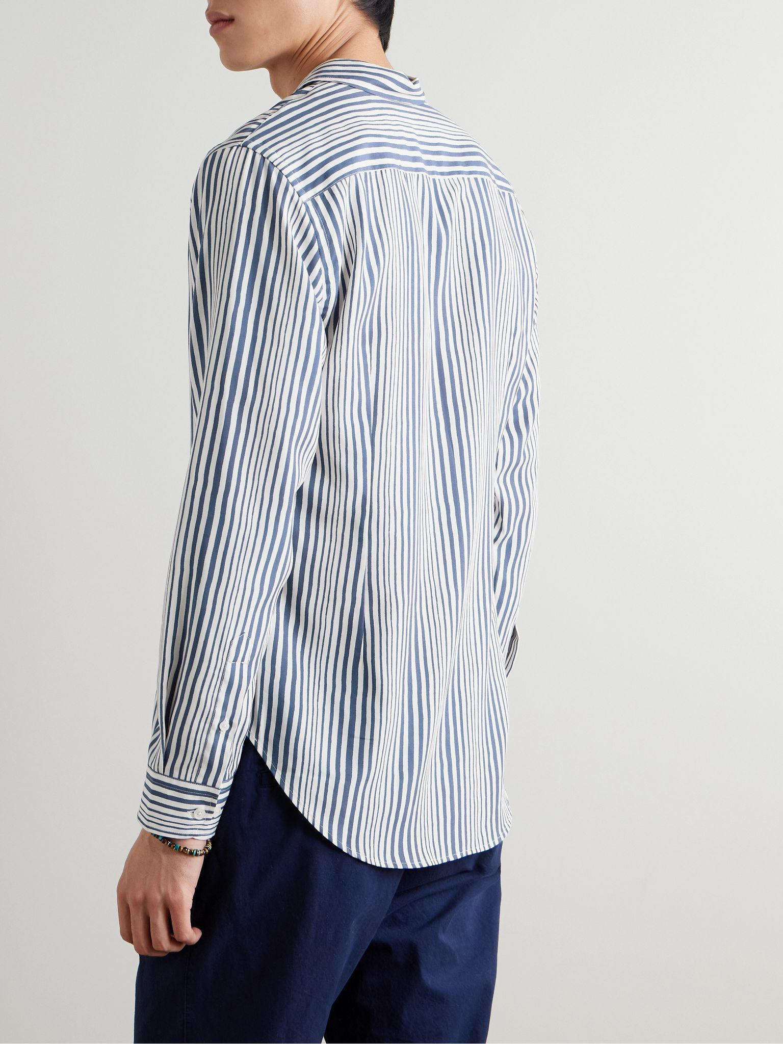 Giles Slim-Fit Striped Lyocell Shirt Blue - 3
