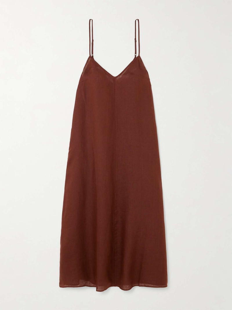 L'Intemporel Snob linen midi dress Brown - 1