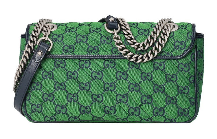 (WMNS) Gucci Leather GG Marmont Multicolor Logo Single-Shoulder Bag Small Green/Blue 443497-2UZCN-33 - 4