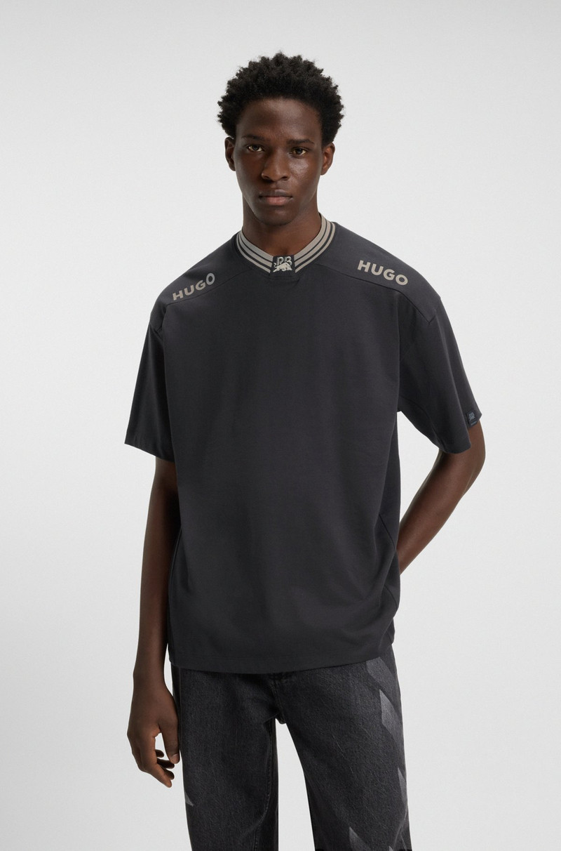 HUGO X RB COTTON T-SHIRT WITH TIPPING AND LOGOS 2