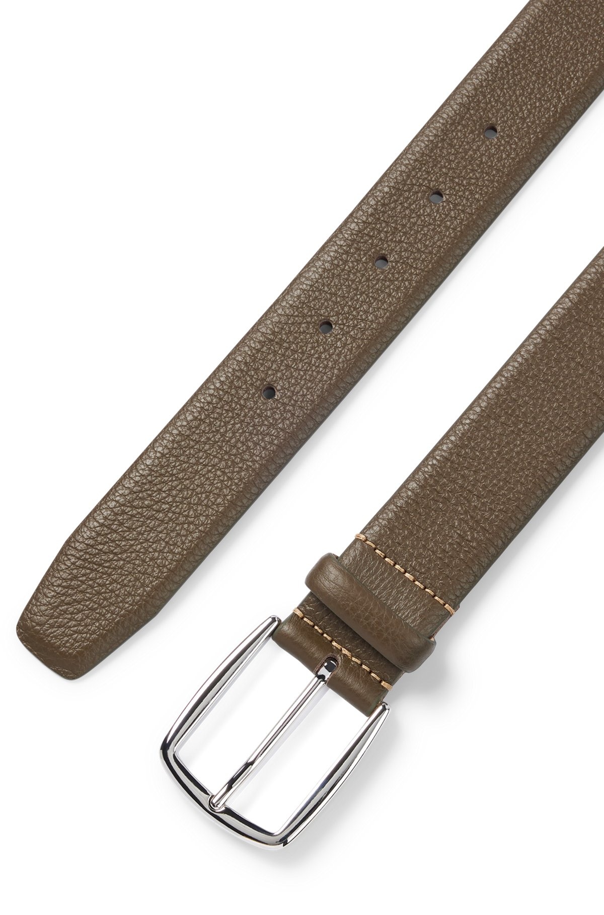 LEATHER BELT WITH CONTRAST STITCH DETAILING - 4